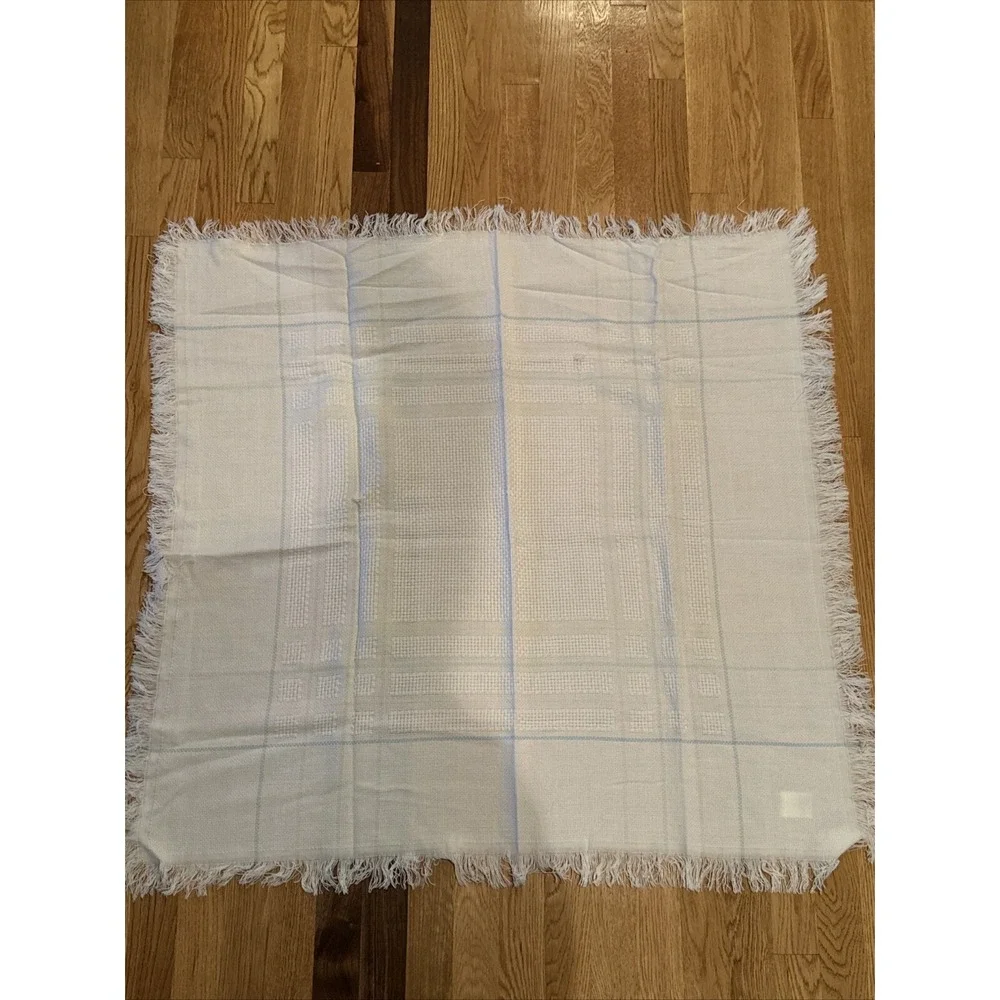White Pastel Stripe Lovey Fringe Japan Vintage Baby Kisses‎ Security Blanket